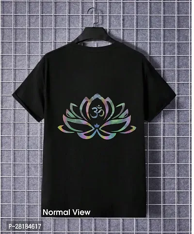 Classic Black Cotton Round Neck Printed Tees For Men-thumb3