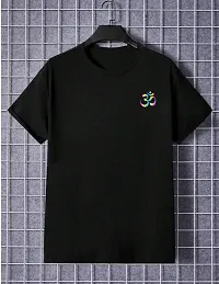 Classic Black Cotton Round Neck Printed Tees For Men-thumb1
