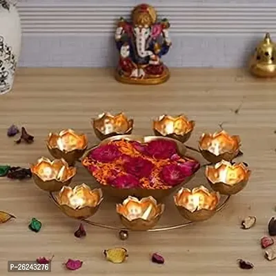 9 Lotus Diya Shape Urli Bowl For Home And Pooja Decorations