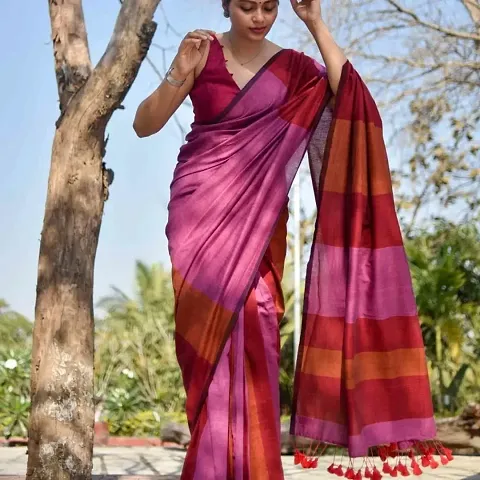 Glamorous Khadi Cotton Saree with Blouse piece 