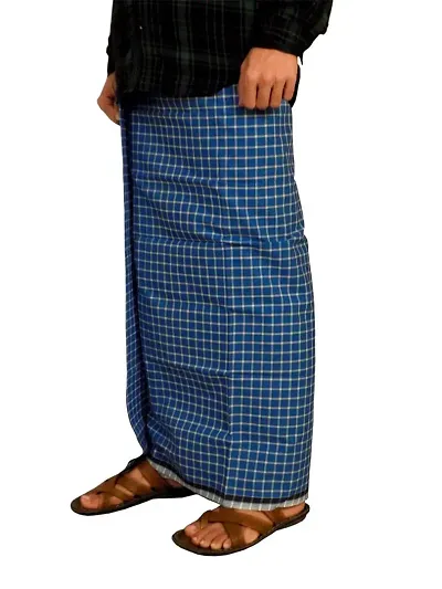 Riyashree men's cotton lungi for men free size traditional south Indian lungies dhoti mundu 2 meter MENLUNGIGR