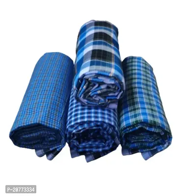 Elite Multicoloured Cotton Blend Checked Lungis For Men Pack Of 4