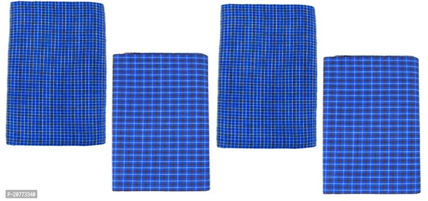 Elite Multicoloured Cotton Blend Checked Lungis For Men Pack Of 4