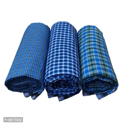 Elite Multicoloured Cotton Blend Checked Lungis For Men Pack Of 3-thumb0