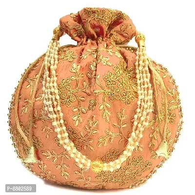 Amazing good quality pearl handle partywear potli bag-thumb0