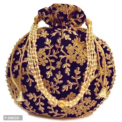 Amazing good quality pearl handle partywear potli bag