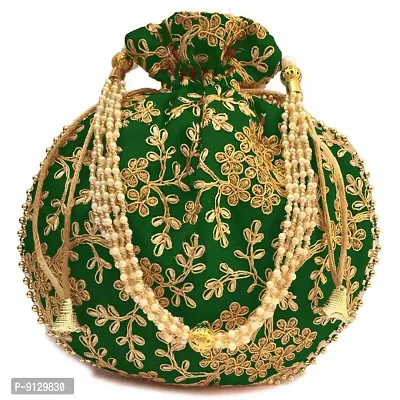 Classy Silk Embroidered Potli Bag for Women-thumb0