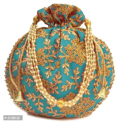 Classy Silk Embroidered Potli Bag for Women-thumb0