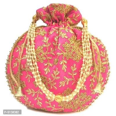 Classy Silk Embroidered Potli Bag for Women