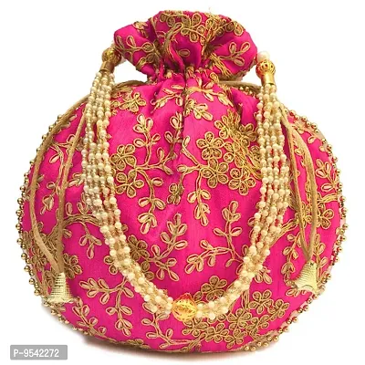 Pearl handle partywear potli bag-thumb0