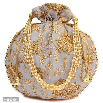 Pearl handle partywear potli bag-thumb0