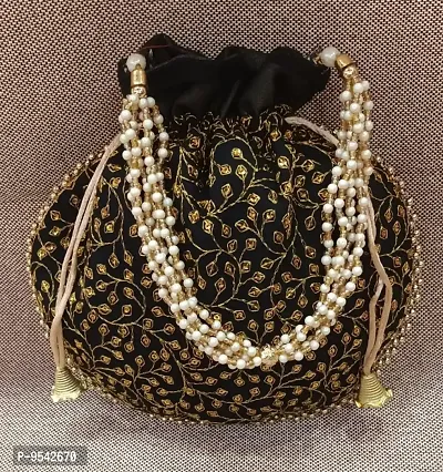 Pearl handle partywear potli bag-thumb0