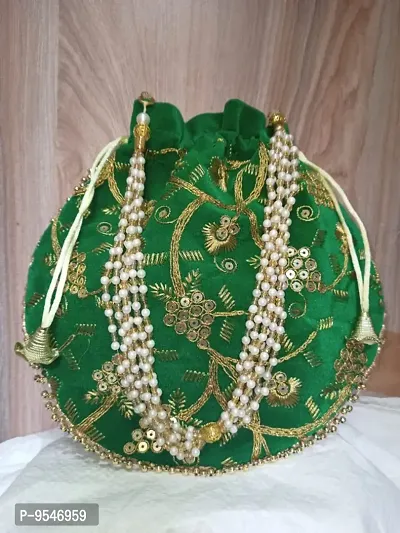 Amazing good quality pearl handle partywear potli bag
