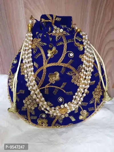 Amazing good quality pearl handle partywear potli bag