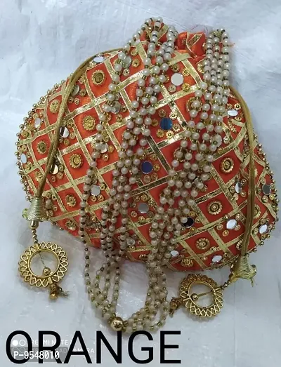 Amazing good quality pearl handle partywear potli bag-thumb0