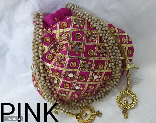 Amazing good quality pearl handle partywear potli bag-thumb0