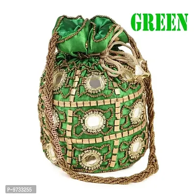 Trendy Silk Pearl Handle Potli Bag-thumb0