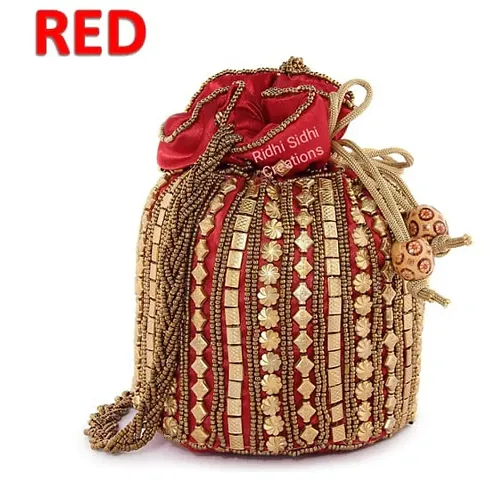 Designer Rajasthani Style Silk Embroidered Potli bag