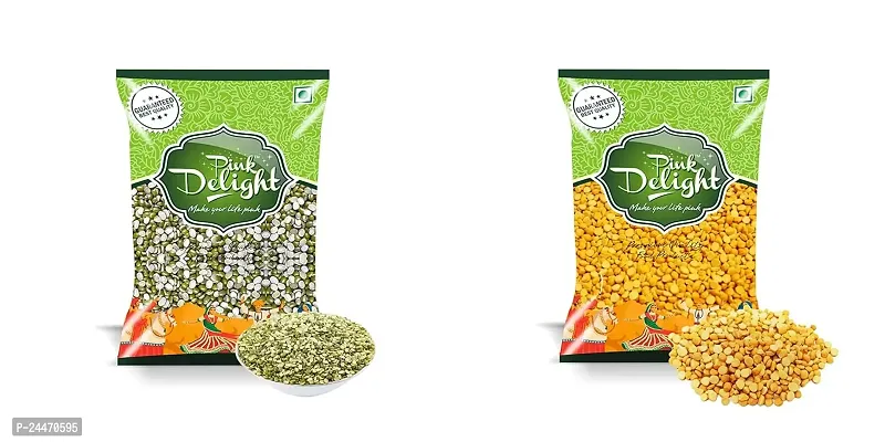 Unpolished Dal Combo 1 Kg | Moong Hari Dal 500 Gm | Channa Dal 500 Gm