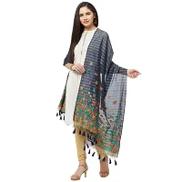 Faserz Woven Matka Silk Jamdani dupatta Women's chunni (Dark Blue, Dark Grey_2.30 * 0.90 mts)-thumb3