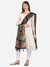 Faserz Navy Blue Color Kalamkari and Floral Digital Printed Chanderi Silk Dupatta For Women (FZ-CHN-54_Navy Blue_Green_Length - 2.30 Mts_Width - 36 inch)-thumb3