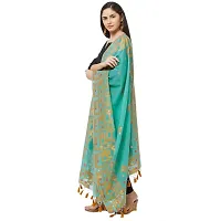 Faserz Women's Woven Matka Silk Jamdani Dupatta (FZ-JMD-11, Sea Green and Dull Gold, 2.30 x 0.90 Meters)-thumb1