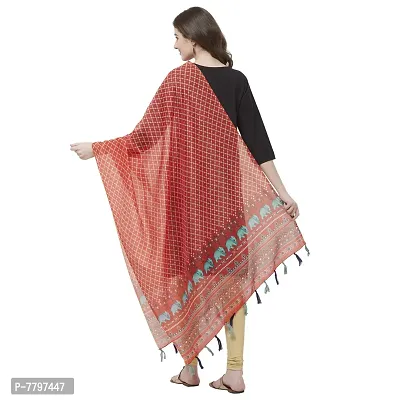 Faserz Red Color Traditional Digital Print Chanderi Silk Dupatta For Women (FZ-CHN-07, Length -2.30 Mts, Width - 36 inch)-thumb4