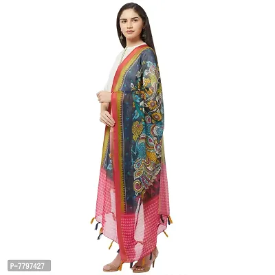 Faserz Traditional Digitial Printed Chanderi Silk Dupatta For Women (Length:2.30 Mts, Width:36 Inch) (PINK)-thumb4