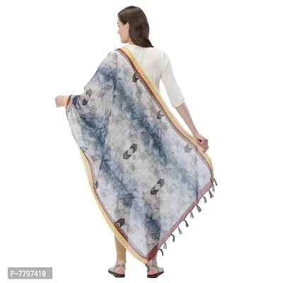 Faserz Chanderi silk dupatta Women's chunni(grey, blue_2.30 * 0.90 mts)-thumb2