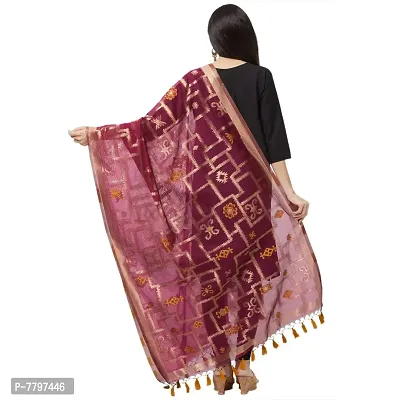 Faserz Woven Matka Silk Jamdani dupatta Women's chunni (Dark Pink_2.30 * 0.90 mts)-thumb3