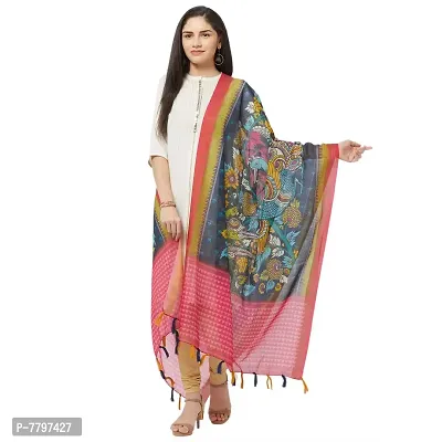 Faserz Traditional Digitial Printed Chanderi Silk Dupatta For Women (Length:2.30 Mts, Width:36 Inch) (PINK)-thumb2