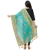 Faserz Women's Woven Matka Silk Jamdani Dupatta (FZ-JMD-11, Sea Green and Dull Gold, 2.30 x 0.90 Meters)-thumb2