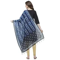 Faserz Women's Navy Blue Indigo Color Tie & Dye Style Traditional Digital Printed Chanderi Silk Dupatta (Navy Blue, Black_2.30 * 0.90 mts)-thumb3