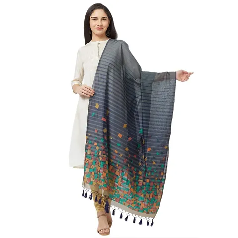 Faserz and Color Woven Art Silk Jamdani Dupatta For Women (FZ-JMD-10, Length - 2.30mts, Width - 36 inch)