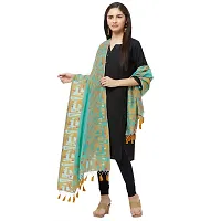 Faserz Women's Woven Matka Silk Jamdani Dupatta (FZ-JMD-11, Sea Green and Dull Gold, 2.30 x 0.90 Meters)-thumb3