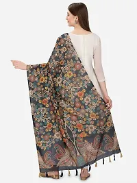 Faserz Navy Blue Color Kalamkari and Floral Digital Printed Chanderi Silk Dupatta For Women (FZ-CHN-54_Navy Blue_Green_Length - 2.30 Mts_Width - 36 inch)-thumb2