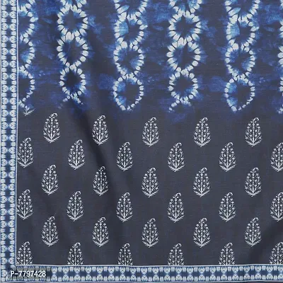 Faserz Women's Navy Blue Indigo Color Tie & Dye Style Traditional Digital Printed Chanderi Silk Dupatta (Navy Blue, Black_2.30 * 0.90 mts)-thumb5