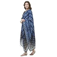 Faserz Women's Navy Blue Indigo Color Tie & Dye Style Traditional Digital Printed Chanderi Silk Dupatta (Navy Blue, Black_2.30 * 0.90 mts)-thumb2