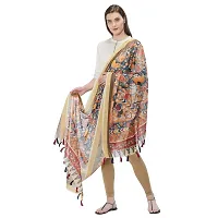 Faserz Traditional Kalamkari Print Designer Chanderi Silk Dupatta for Women With Tassels (GN-RSM-43, Length:2.30 Mts, Width - 36inch)-thumb4