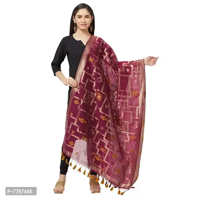 Faserz Woven Matka Silk Jamdani dupatta Women's chunni (Dark Pink_2.30 * 0.90 mts)-thumb0