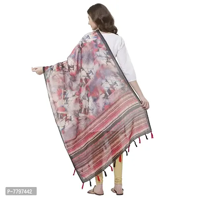 Faserz Chanderi silk dupatta Women's chunni(FZ-CHN-05 Red & Grey_Length -2.30 Mts, Width - 36 inch)-thumb4