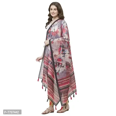 Faserz Chanderi silk dupatta Women's chunni(FZ-CHN-05 Red & Grey_Length -2.30 Mts, Width - 36 inch)-thumb3