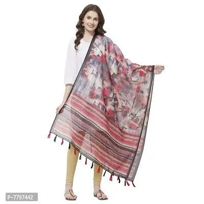 Faserz Chanderi silk dupatta Women's chunni(FZ-CHN-05 Red & Grey_Length -2.30 Mts, Width - 36 inch)-thumb0