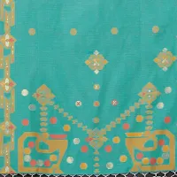 Faserz Women's Woven Matka Silk Jamdani Dupatta (FZ-JMD-11, Sea Green and Dull Gold, 2.30 x 0.90 Meters)-thumb4