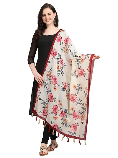Faserz Floral Digital Printed Chanderi Silk Dupatta For Women (FZ-CHNGP-35, Length: 2.30 mts, Width: 36 Inch)