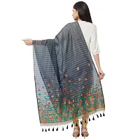 Faserz Woven Matka Silk Jamdani dupatta Women's chunni (Dark Blue, Dark Grey_2.30 * 0.90 mts)-thumb2