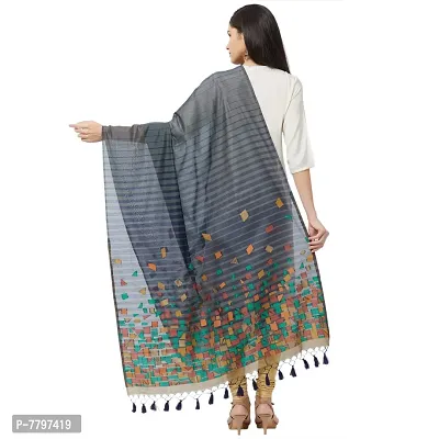 Faserz Woven Matka Silk Jamdani dupatta Women's chunni (Dark Blue, Dark Grey_2.30 * 0.90 mts)-thumb3