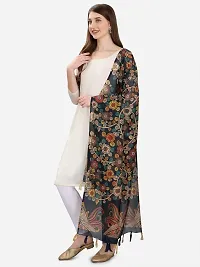 Faserz Navy Blue Color Kalamkari and Floral Digital Printed Chanderi Silk Dupatta For Women (FZ-CHN-54_Navy Blue_Green_Length - 2.30 Mts_Width - 36 inch)-thumb4