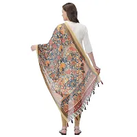 Faserz Traditional Kalamkari Print Designer Chanderi Silk Dupatta for Women With Tassels (GN-RSM-43, Length:2.30 Mts, Width - 36inch)-thumb1