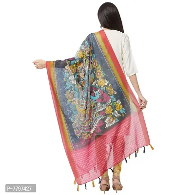 Faserz Traditional Digitial Printed Chanderi Silk Dupatta For Women (Length:2.30 Mts, Width:36 Inch) (PINK)-thumb3